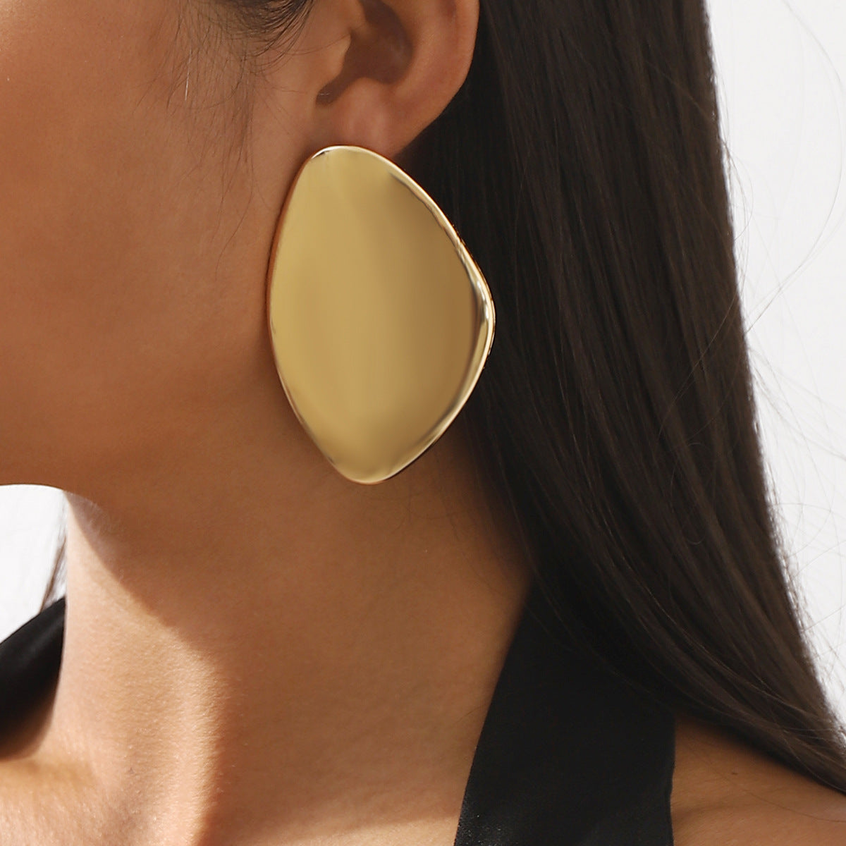 Pendientes de aleación con forma de guijarro irregular, geométricos, minimalistas y de estilo punk, con acabado galvanizado para mujer