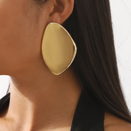 Orecchini da donna in lega a forma di ciottolo irregolare, geometrici, lisci, minimalisti, stile punk, con finitura galvanizzata