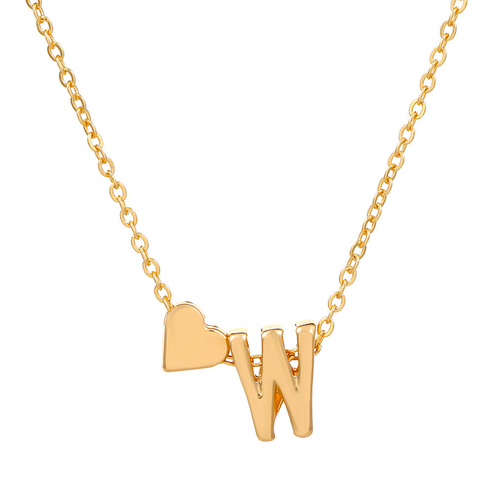 Sweet Heart Letter Alloy Plated Necklace Singapore Chain for Women