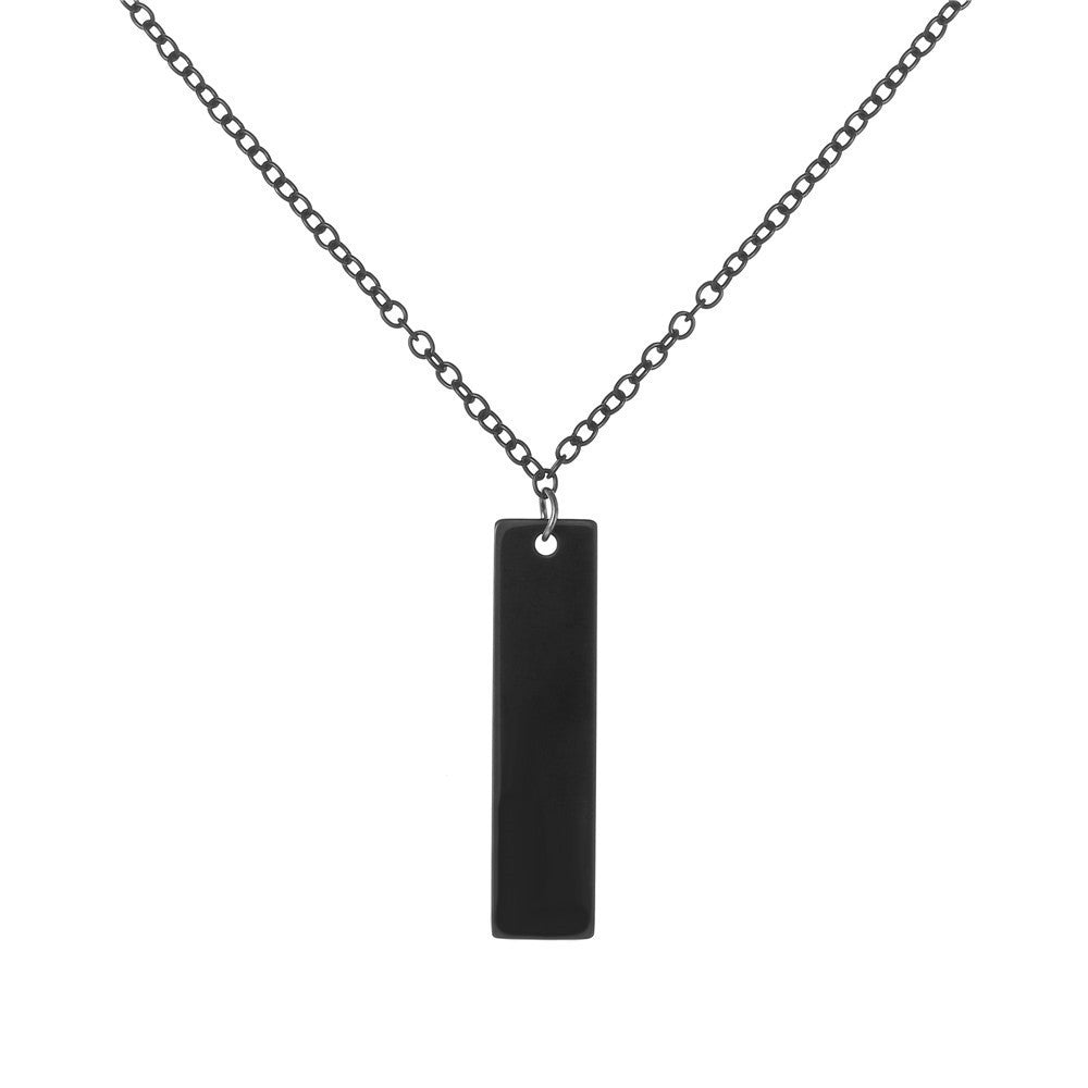Hip-hop Polished Square Rectangle Geometric Stainless Steel Plated Alloy Pendant Necklace with Cable Chain
