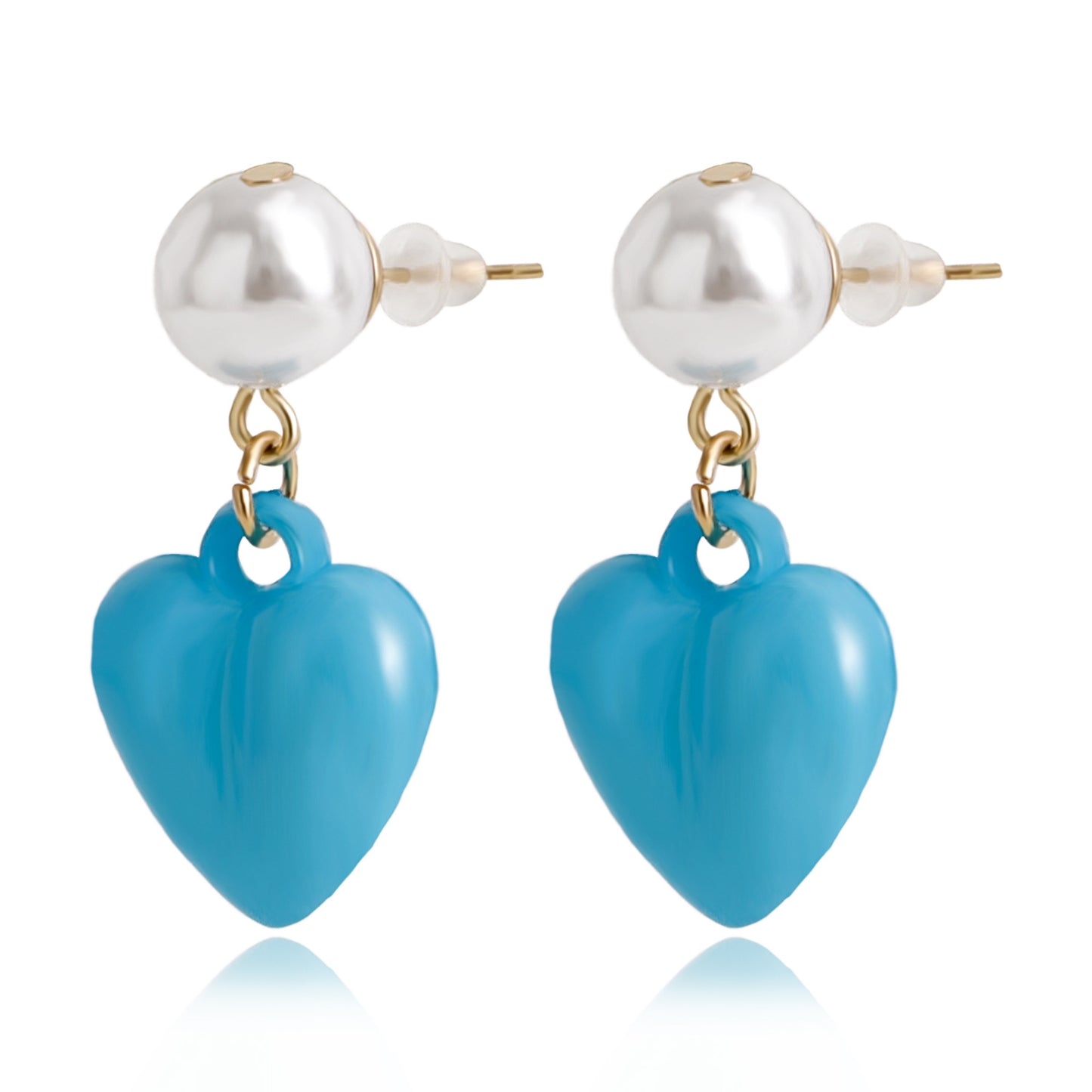 Minimalist Heart-Shaped Alloy Ear Studs with Iridescent Pearl Accents for Women