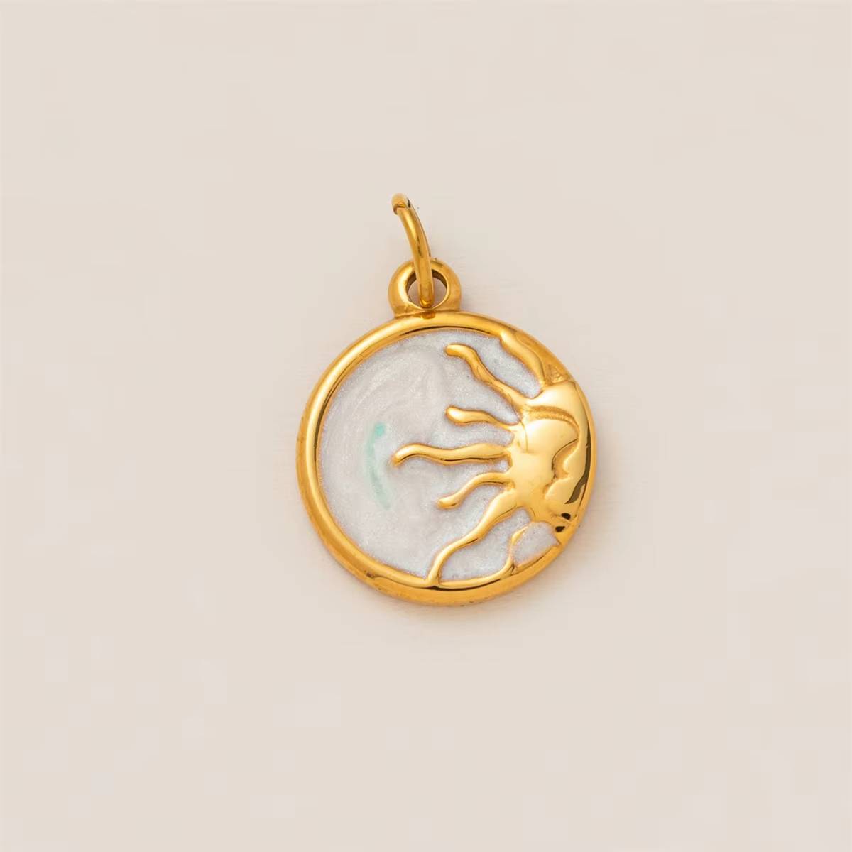 Minimalist 18K Gold Plated Round Square Geometric Stainless Steel Pendant Necklace