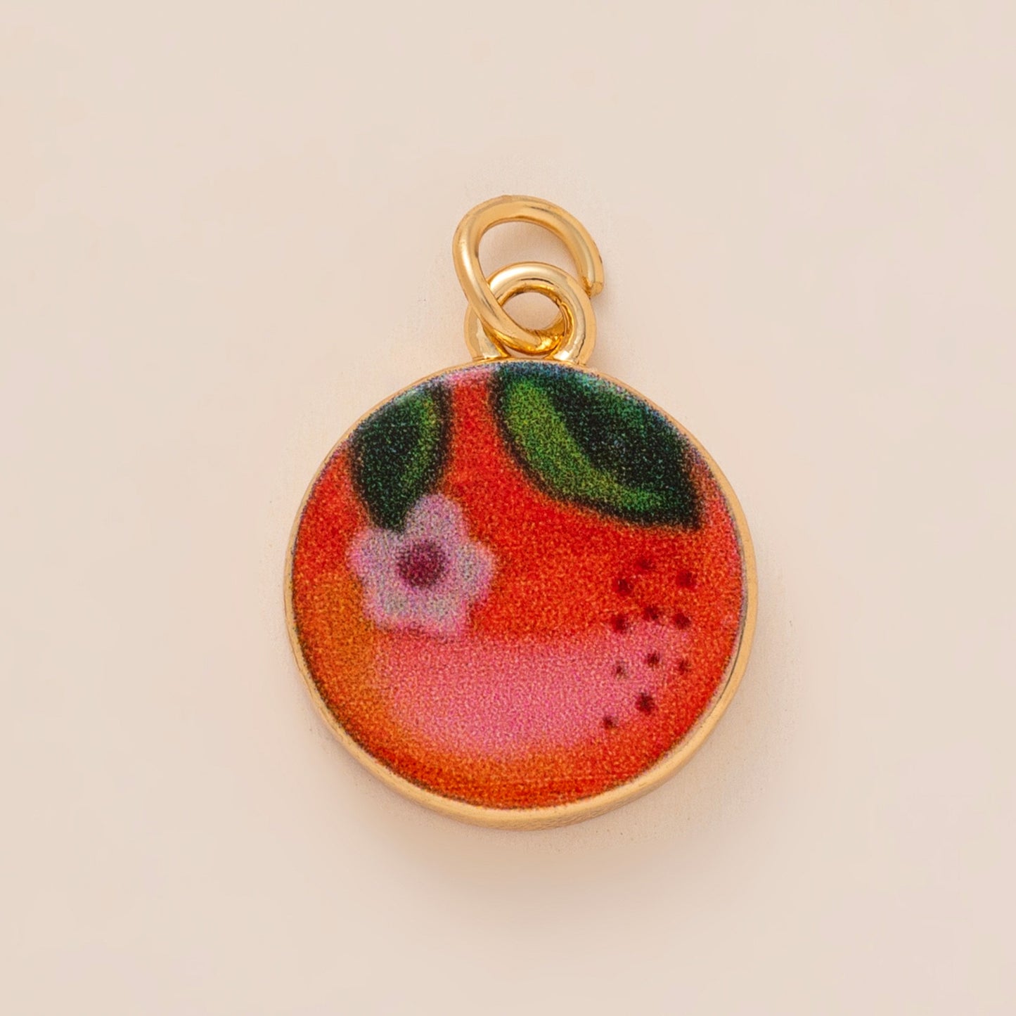 Sweet Floral Brass Plated Drip Oil Painted Cherry Boot Charm Bar Pendant DIY Accessory