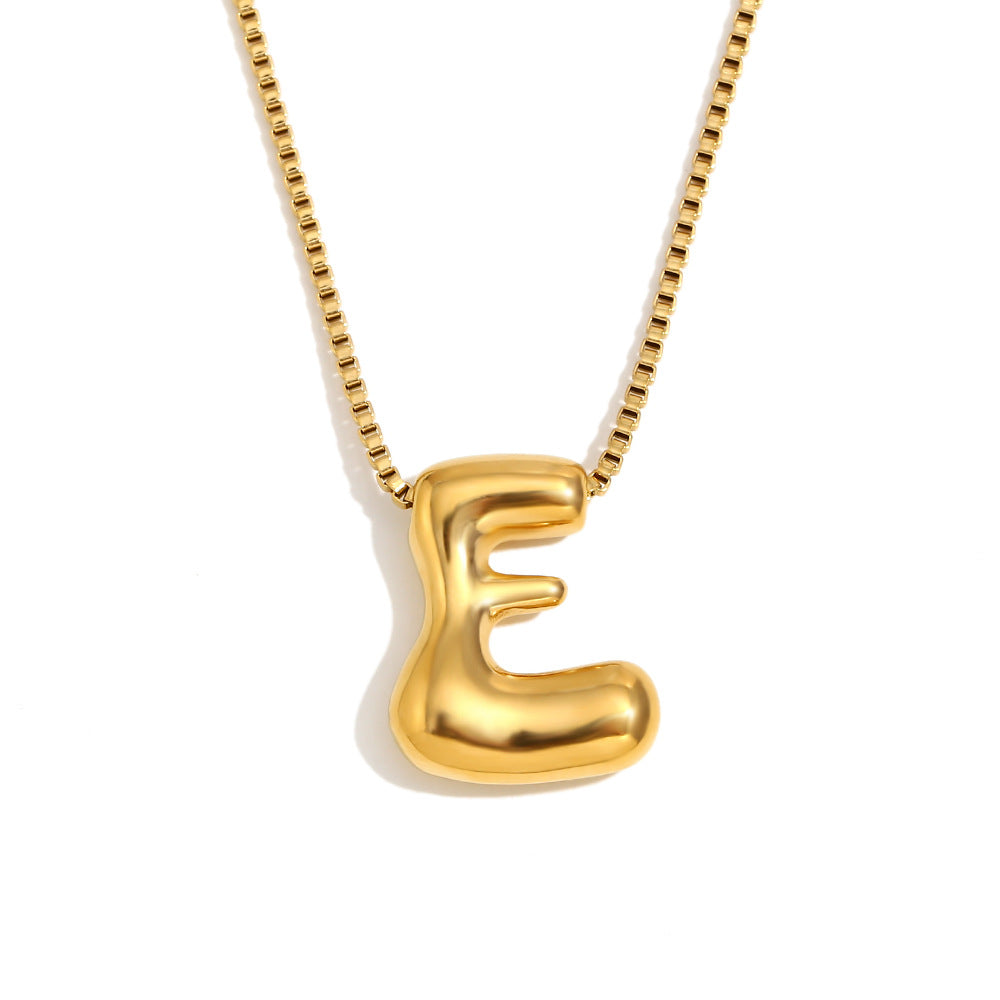 Minimalist Fashion Letter Necklace for Women Stainless Steel Pendant with 18K Gold Plating
