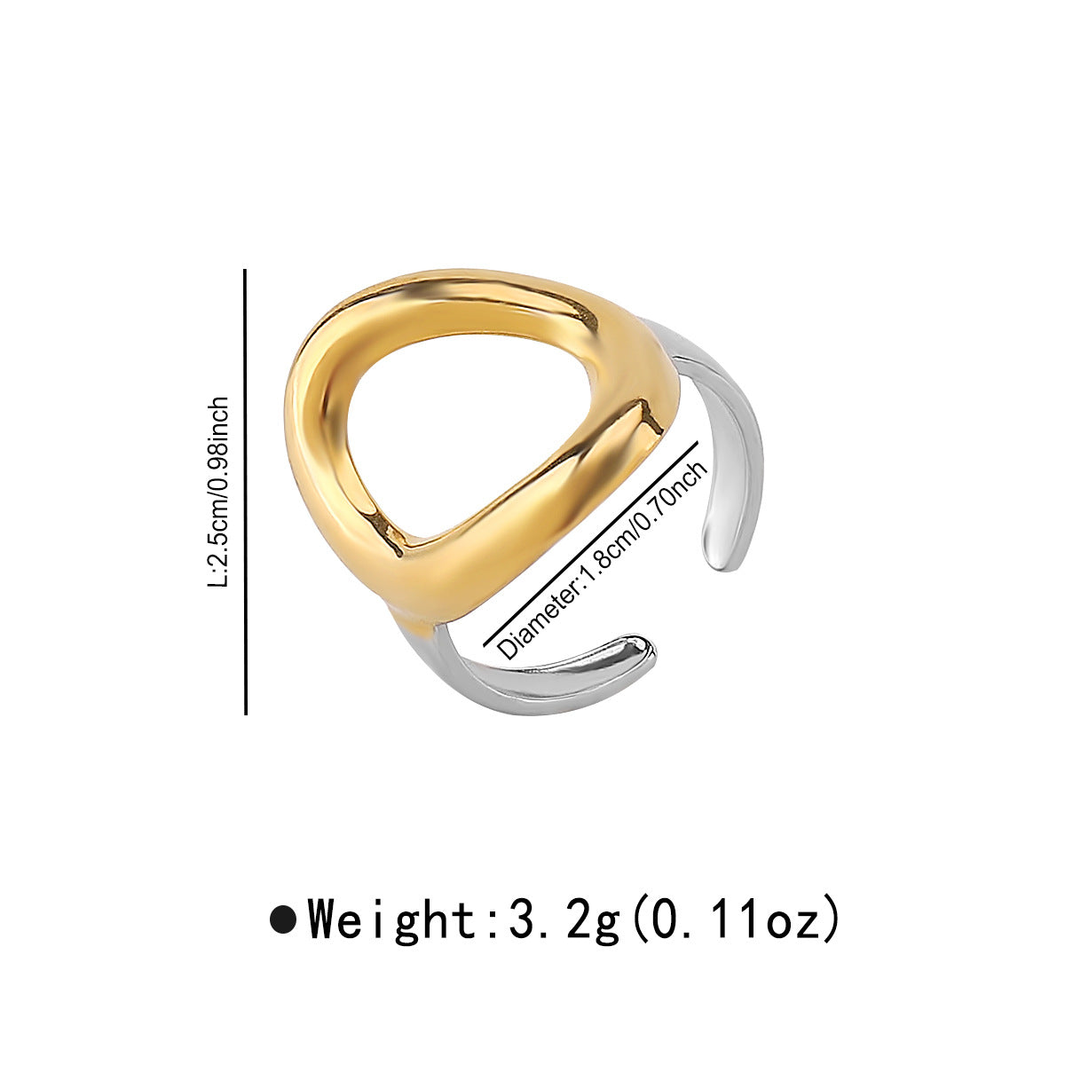 Vintage Geometric Stainless Steel Ring with Dual-Tone Plated Finish for Women