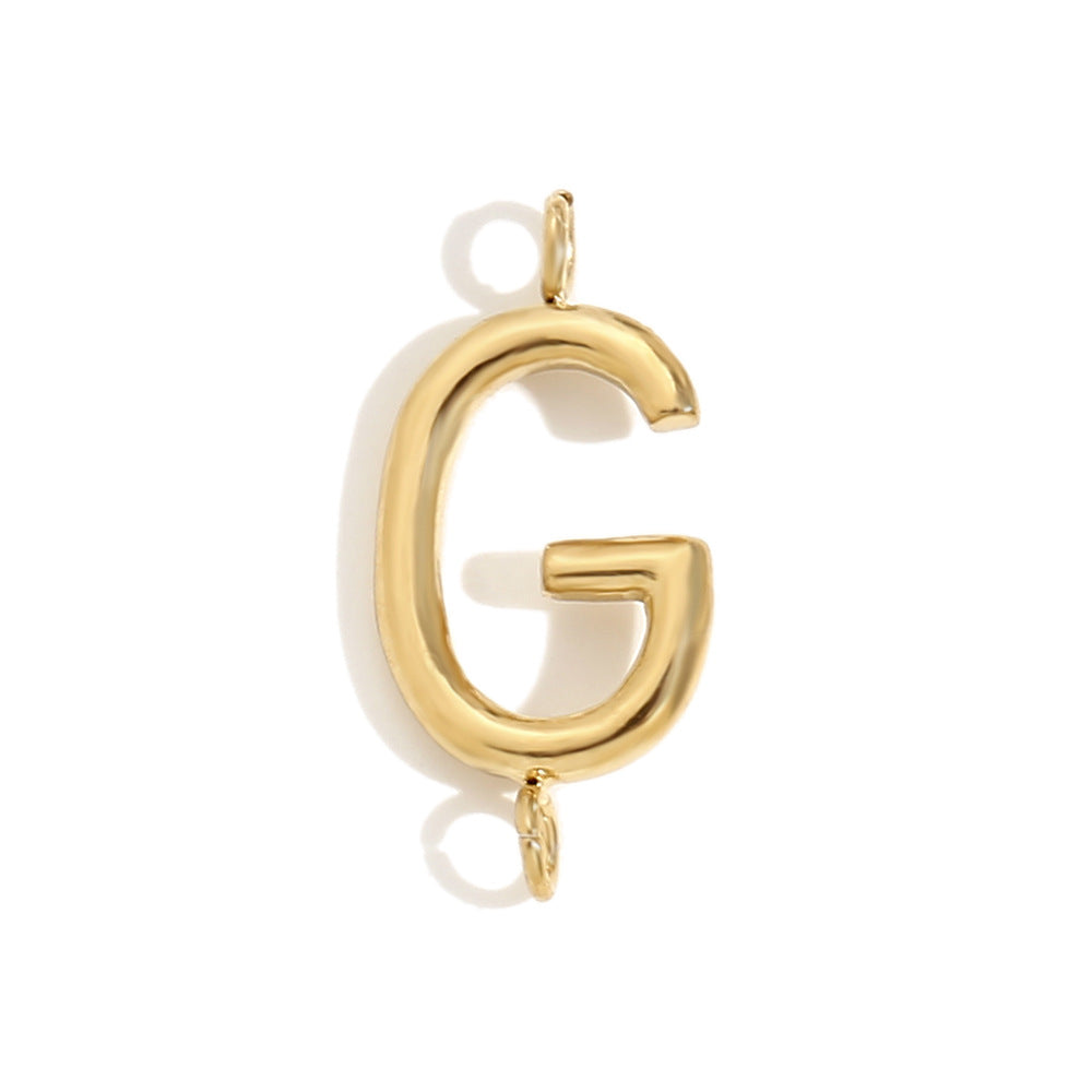 Minimalist 18K Gold Plated Stainless Steel Letter Charm Bar
