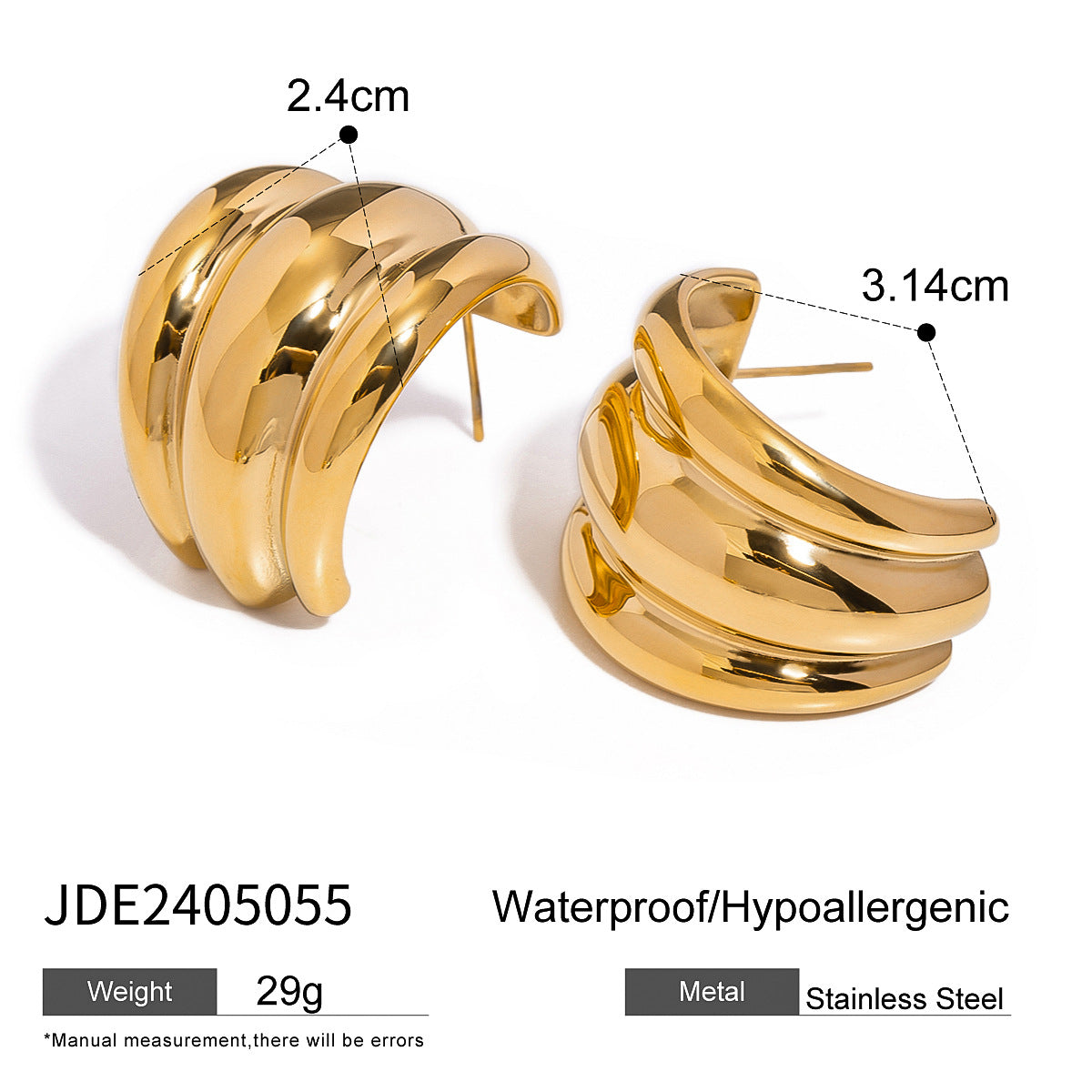 Elegant Geometric Plated Stainless Steel Earrings for Women