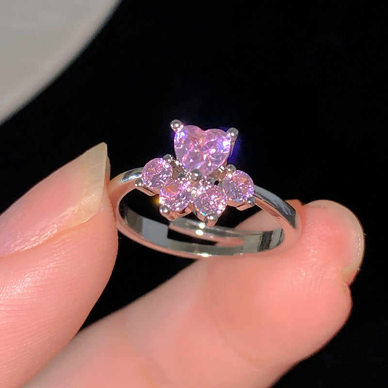 Sweet Cubic Zirconia Inlay Brass Bow Ring for Women