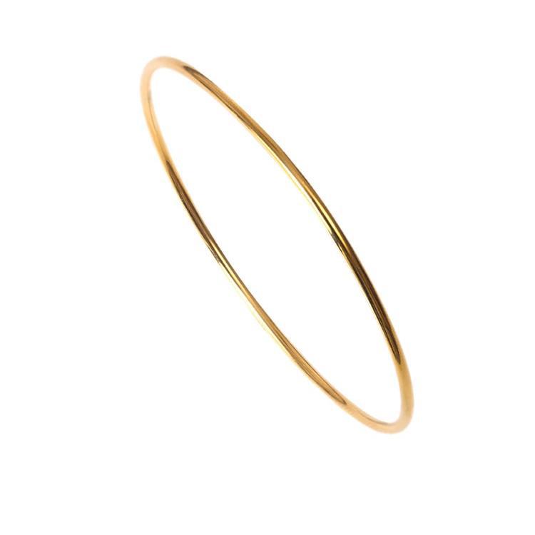 Minimalist Vintage-Inspired Titanium Steel Thin Bangle Bracelet for Women with Plated Finish, Stackable and Versatile Cold-Tone Jewelry