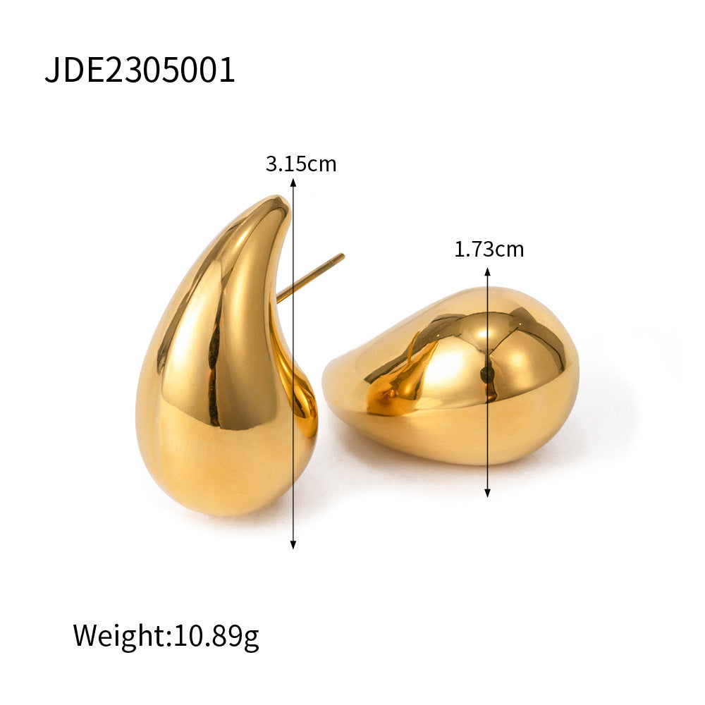 18K Gold Plated Teardrop Titanium Steel Earrings for Women