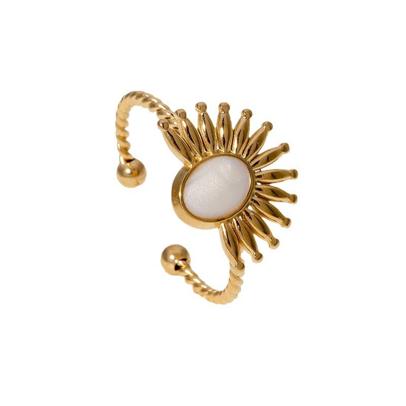Anello da donna regolabile in acciaio inossidabile con placcatura, con design geometrico e stile vintage