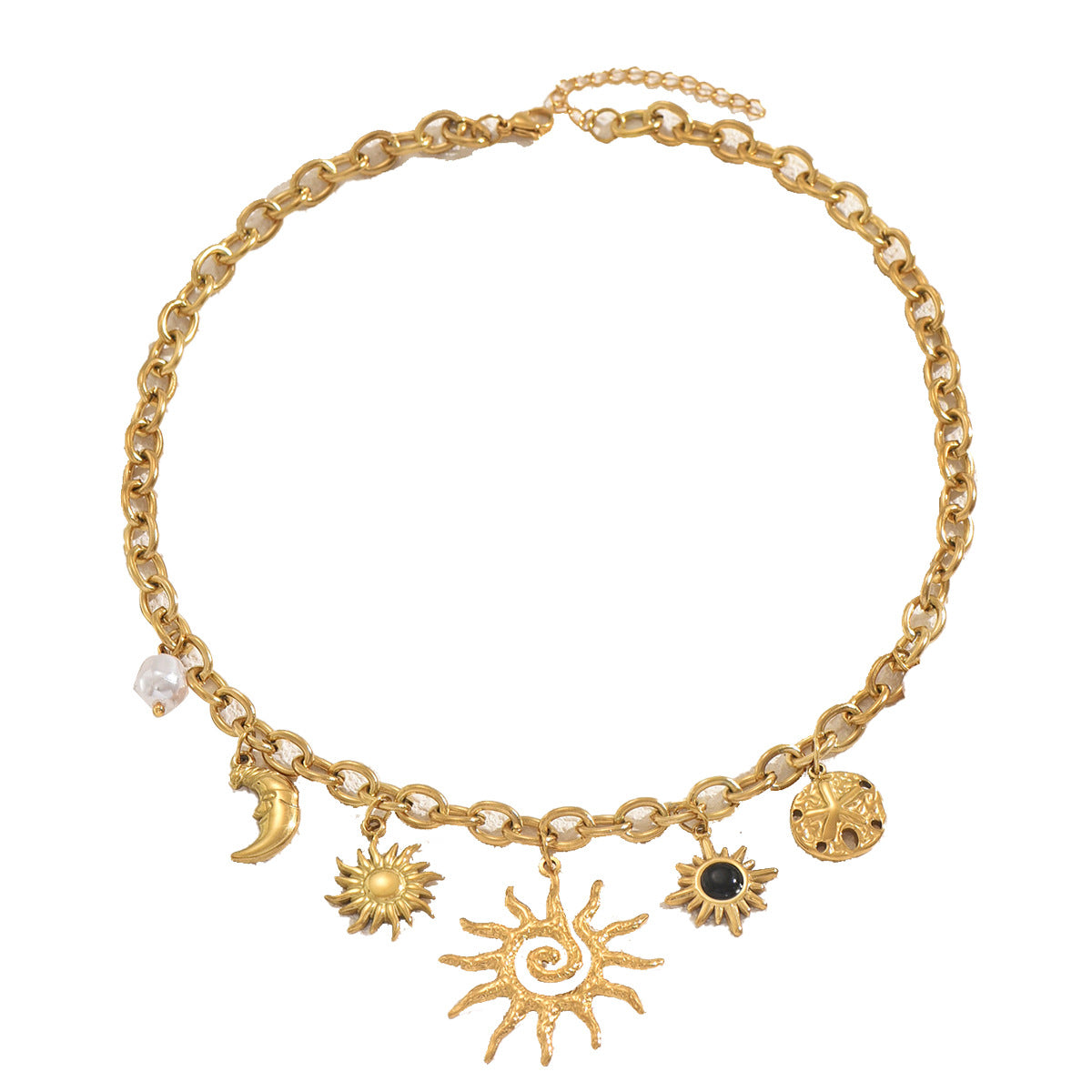 Elegante collana con pendente a girasole da donna con intarsio in strass in lega di zinco su catena standard