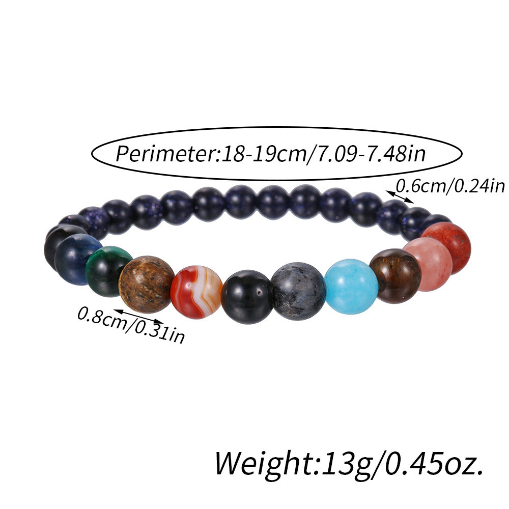 Minimalist Geometric Round Obsidian Tiger Eye Handmade Beaded Bracelet Unisex