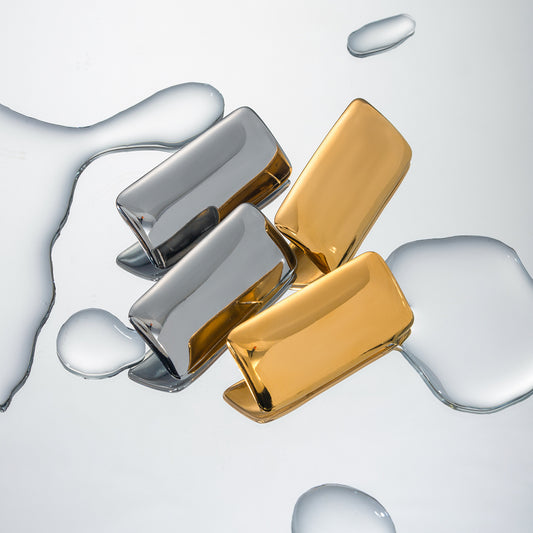Pendientes de botón rectangulares geométricos de acero inoxidable bañados en oro de 18 quilates, minimalistas y vintage para mujer