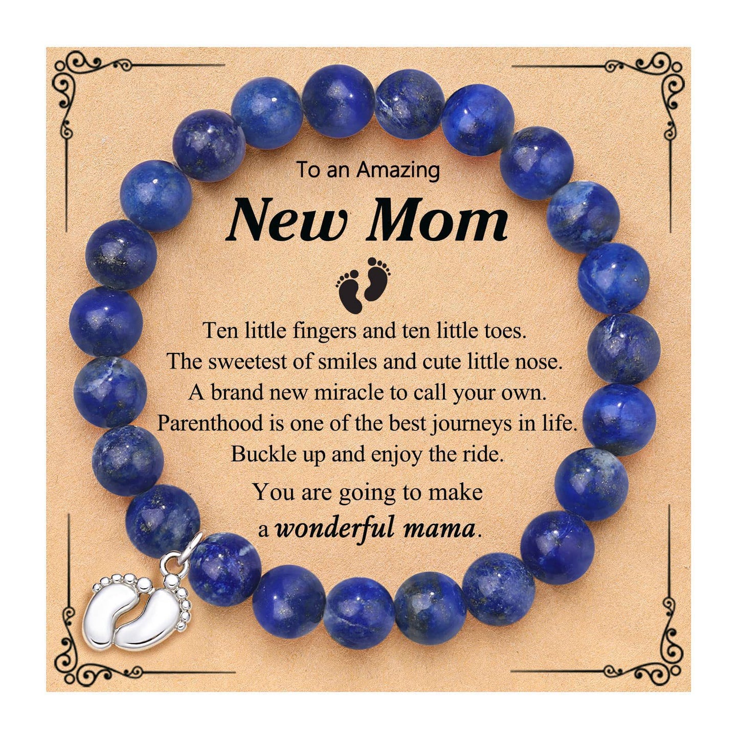Sweet Zebra Print Heart Geometric Turquoise Beaded Bracelet