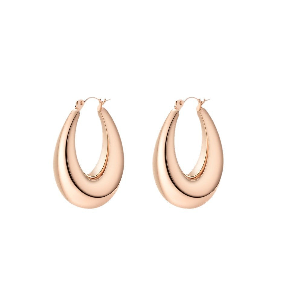 Orecchini Minimalisti Geometrici da Donna in Acciaio Inossidabile con Placcatura Sottovuoto in Oro 18K