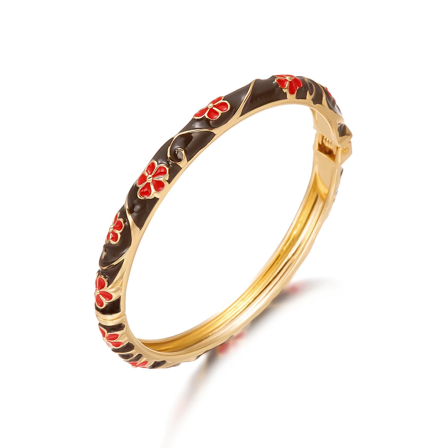 Vintage Geometric Floral Enamel Drip Oil Plated Alloy Bracelet
