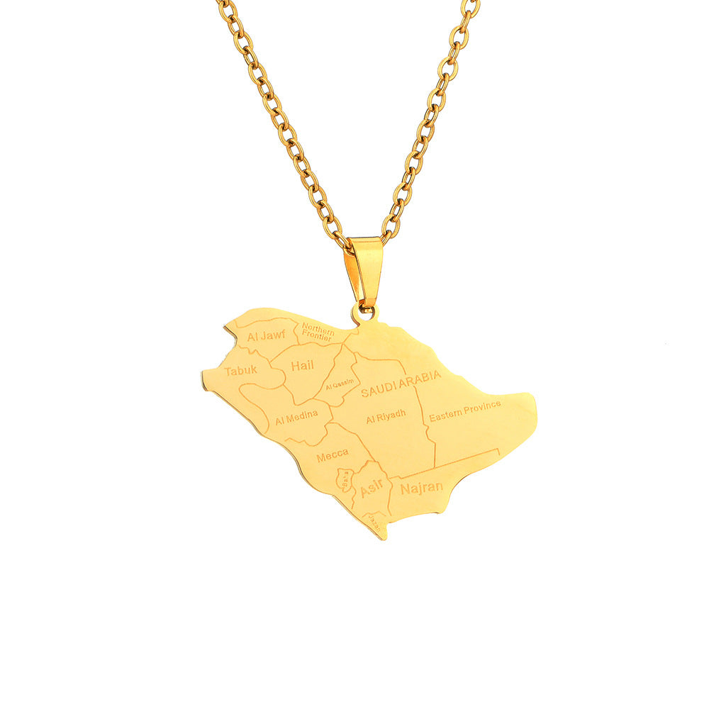 Collana con ciondolo geometrico in acciaio inossidabile con charm in acciaio al titanio e finitura placcata per moda unisex