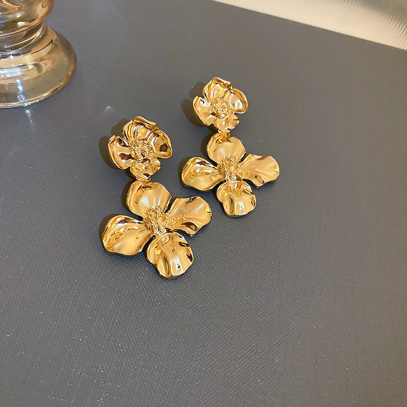 Orecchini Geometrici Vintage in Rame con Finitura Galvanizzata da Donna, Gioielli per Orecchie Leggeri di Lusso in Stile Retrò Artistico