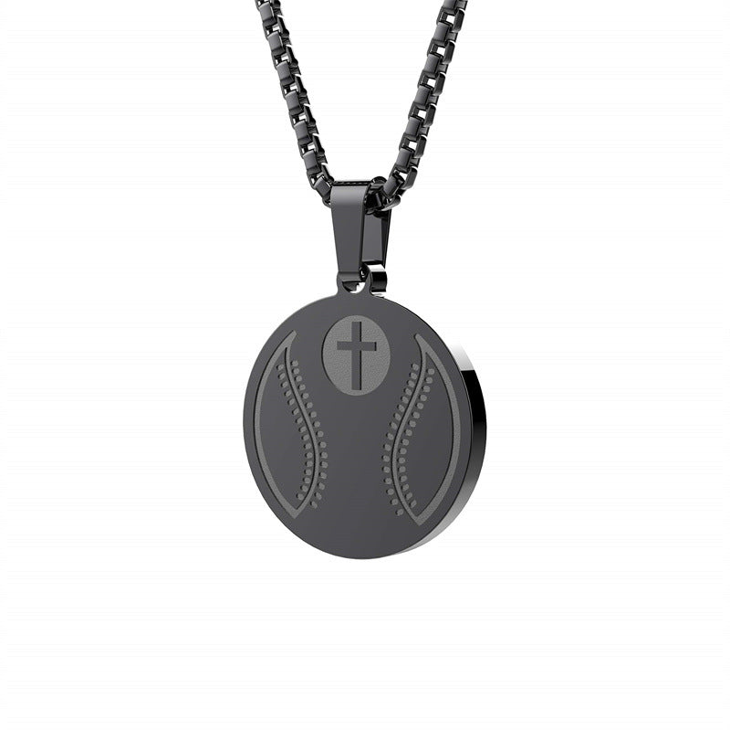 Minimalist Geometric Stainless Steel Pendant Necklace with Titanium Steel Charm and Electroplated Finish for Unisex Sports Style