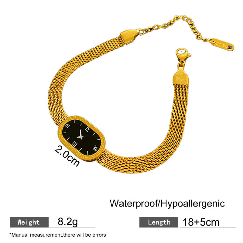 Minimalist Square Geometric Number Design Plated Titanium Steel Braided Bracelet