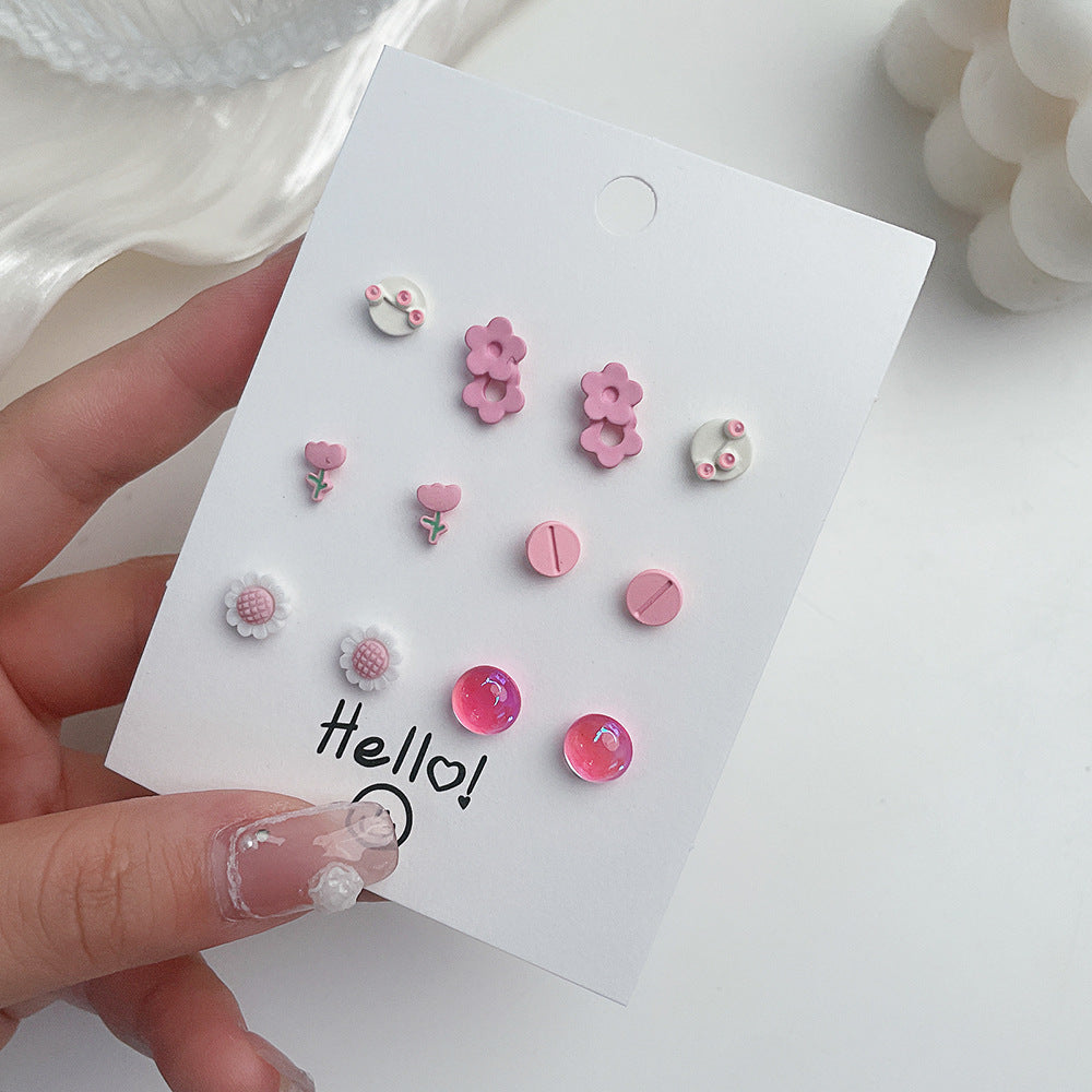 Sweet Ceramic Fruit Heart Butterfly Stud Earrings with Stainless Steel Posts