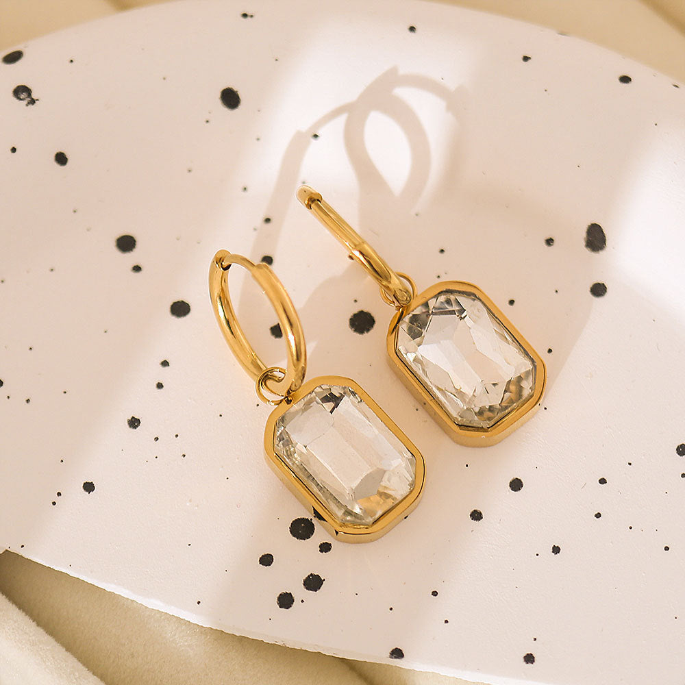 Pendientes de Aro para Mujer Estilo Hip Hop con Diseño Geométrico en Forma de U de Acero Inoxidable Chapado en Oro Minimalista de Lujo