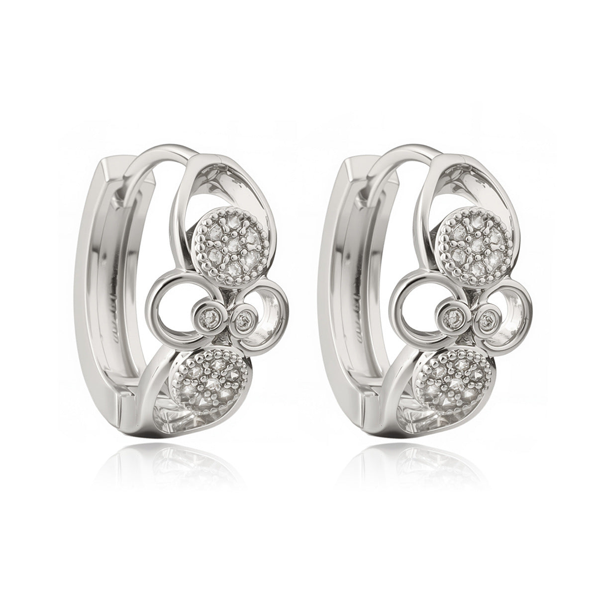 Orecchini Minimalisti Geometrici Irregolari in Rame con Placcatura in Oro 18K e Zirconia Micro-Pavé da Donna