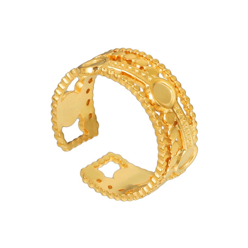 Minimalist Geometric Hollow Open Adjustable Titanium Steel Ring