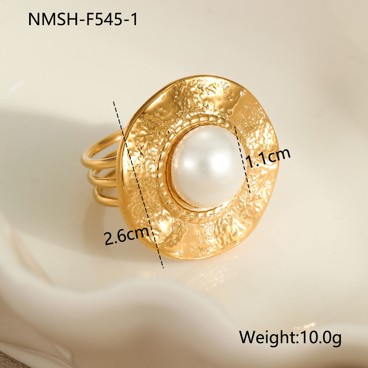 Anillo minimalista de acero de titanio con forma de lazo, incrustaciones de perlas simuladas y chapado en oro de 18 quilates para mujer