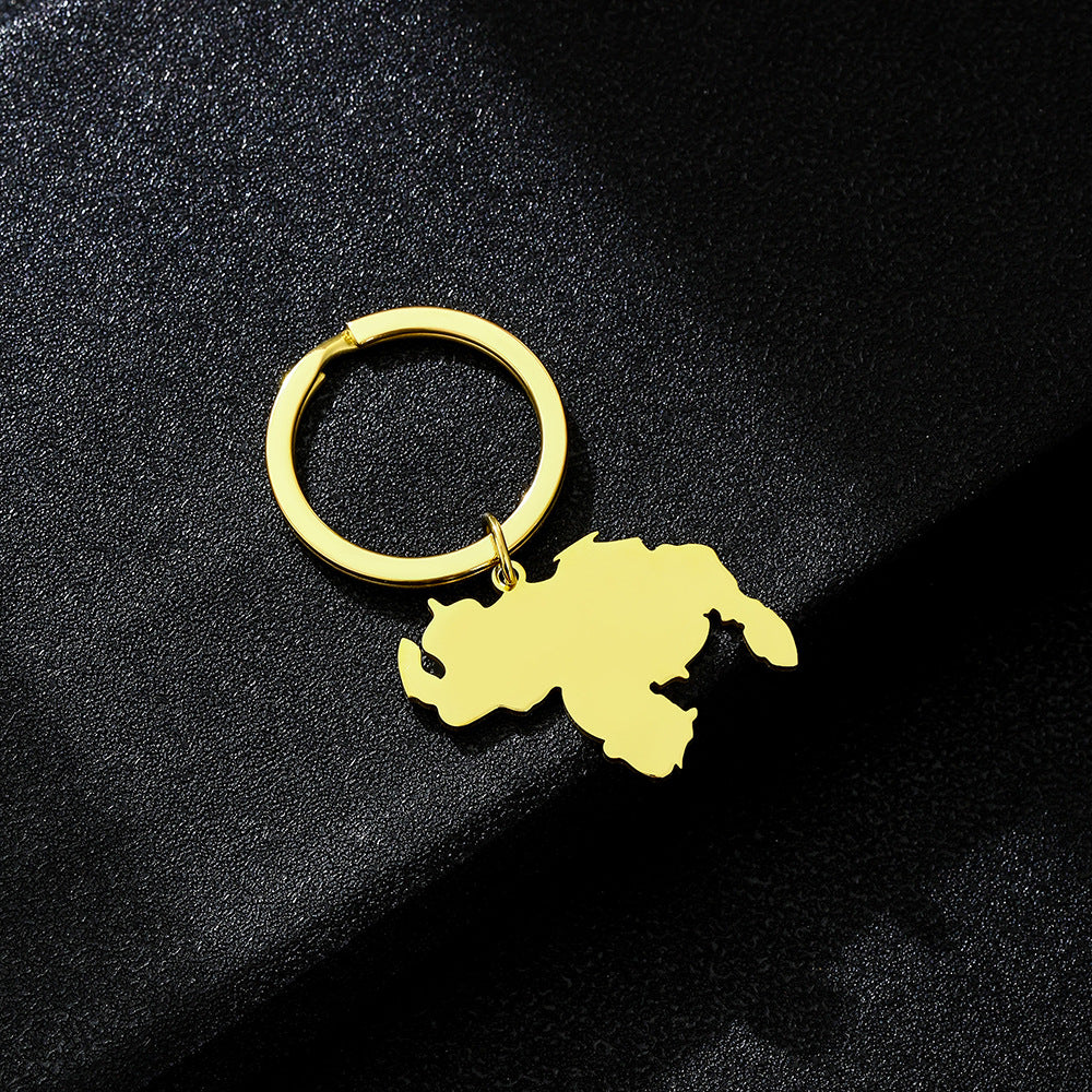 Accessorio con ciondolo portachiavi in acciaio al titanio con finitura liscia in stile etnico per uomo e donna
