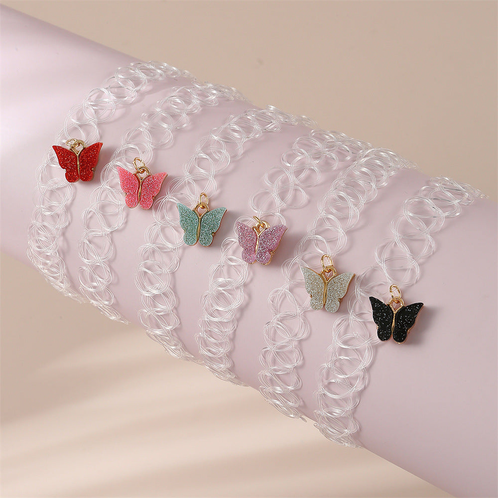 Juego de pulseras de aleación con forma de mariposa estilo dibujos animados para niños con diseño minimalista y empaque individual