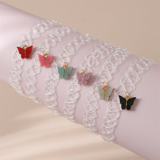 Set di bracciali in lega a forma di farfalla stile cartone animato per bambini con design minimalista e confezione indipendente