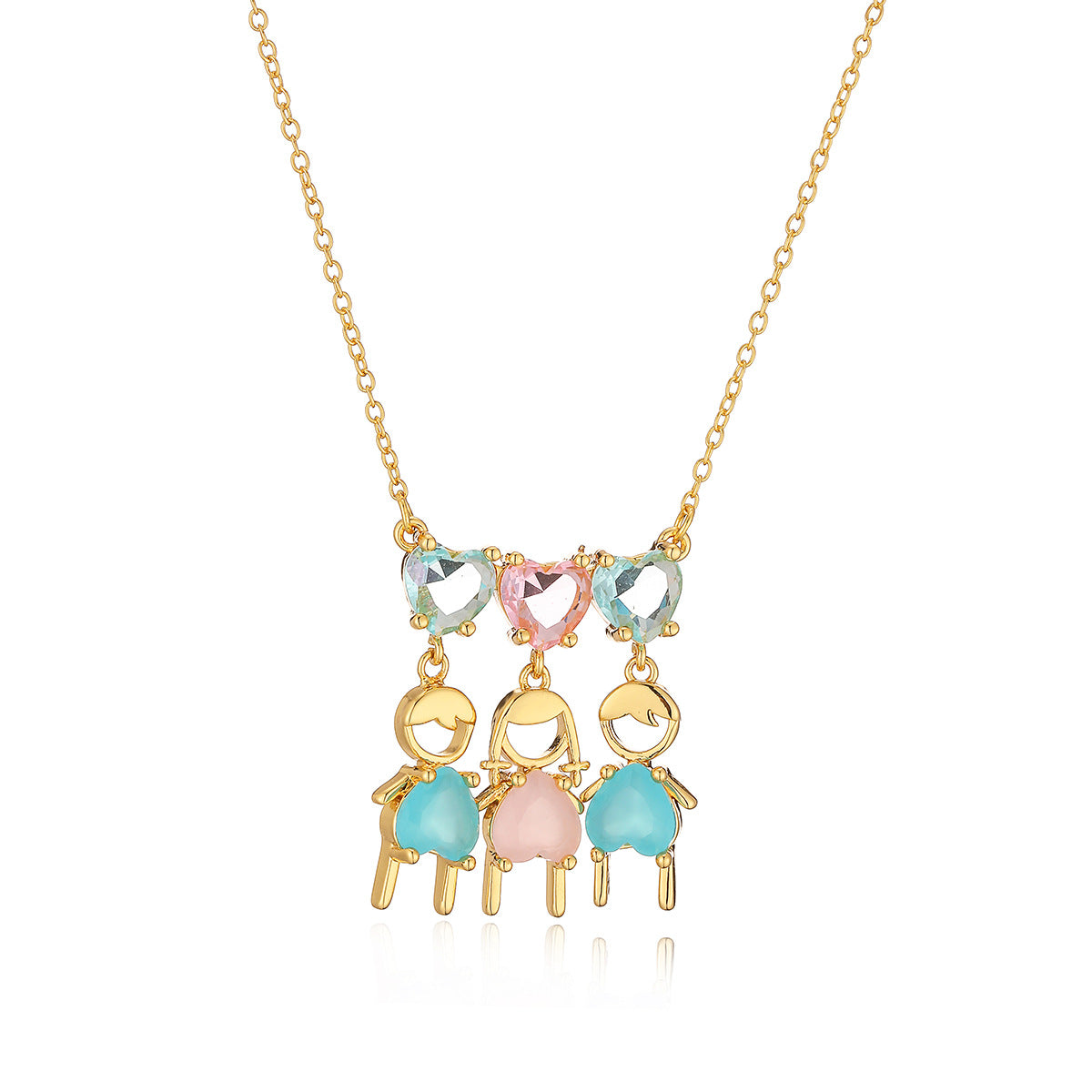 Minimalist Geometric Copper Pendant Necklace with Real Gold Plating and Zircon Heart Accent for Women and Men