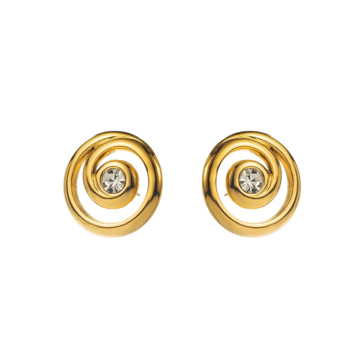 Orecchini vintage geometrici in acciaio inossidabile con placcatura in oro 14K e intarsio di strass