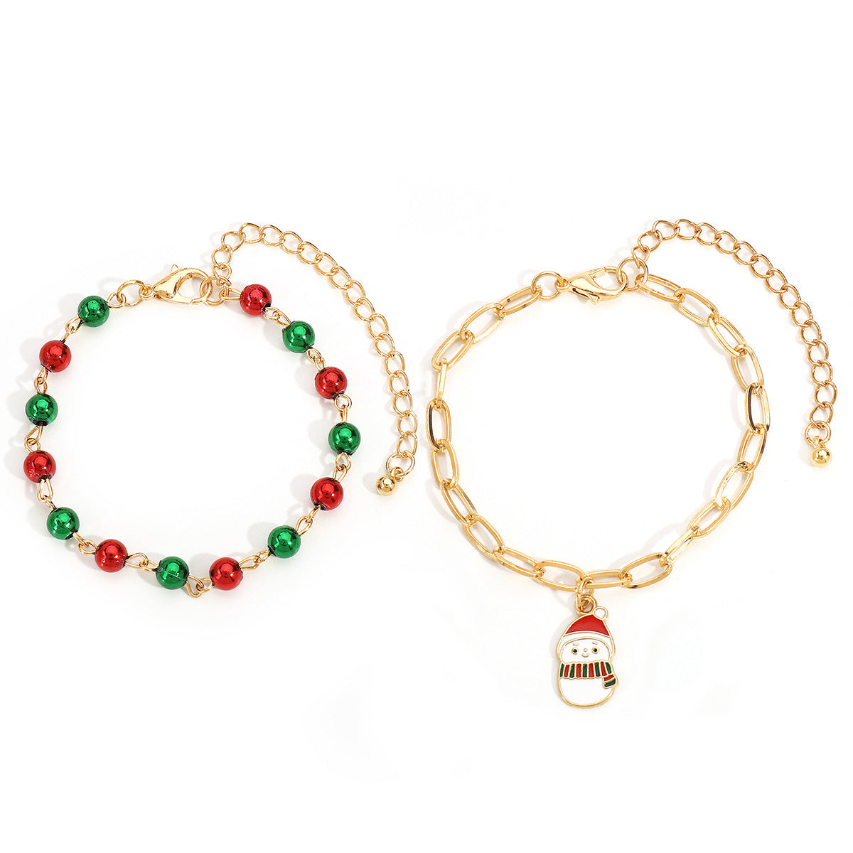 Minimalist Cartoon Character Enamel Pendant Bracelet for Women with Alloy and Imitation Pearl Accents, Festive Christmas Snowflake and Bell Design