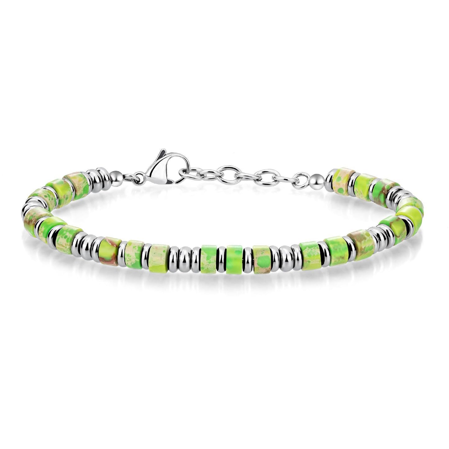 4mm Natural Obsidian Geometric Round Stainless Steel Bracelet Unisex