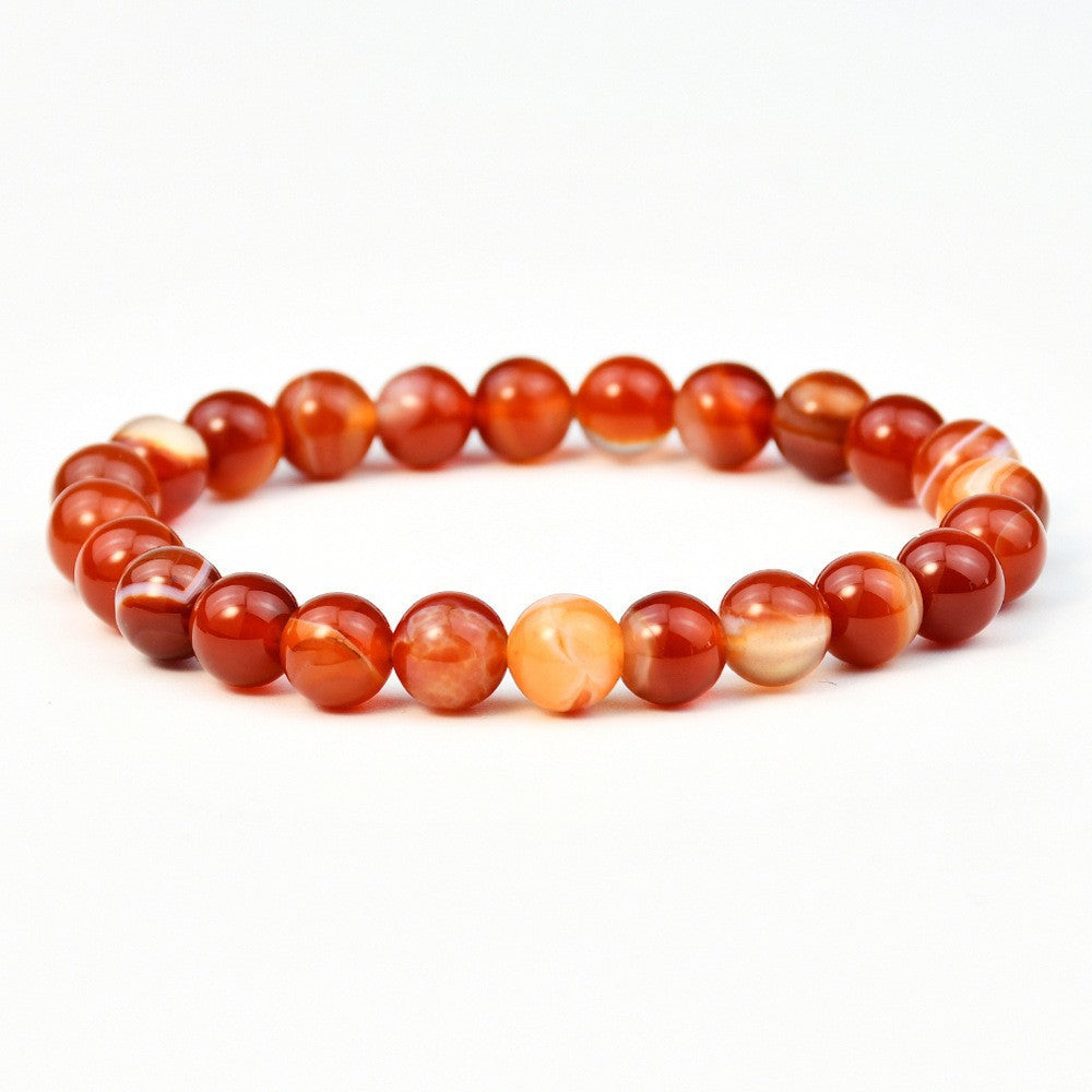 Minimalist Geometric Natural Agate Tourmaline Pink Crystal Beaded Bracelet Unisex Handmade Jewelry