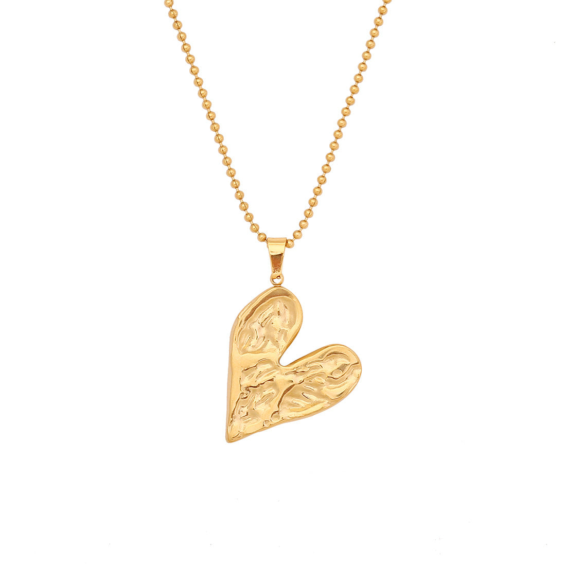 Heart-Shaped Sun Pendant Necklace in Stainless Steel for Women with Romantic and Playful Design