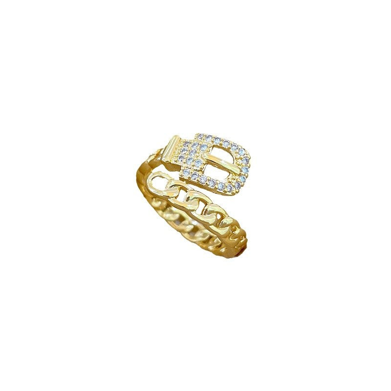 Anello regolabile da donna in ottone placcato oro a forma di corona in stile fumetto
