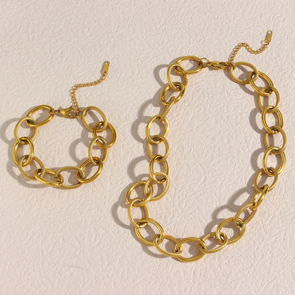Collana da donna a catena cubana placcata in acciaio inossidabile, geometrica minimalista