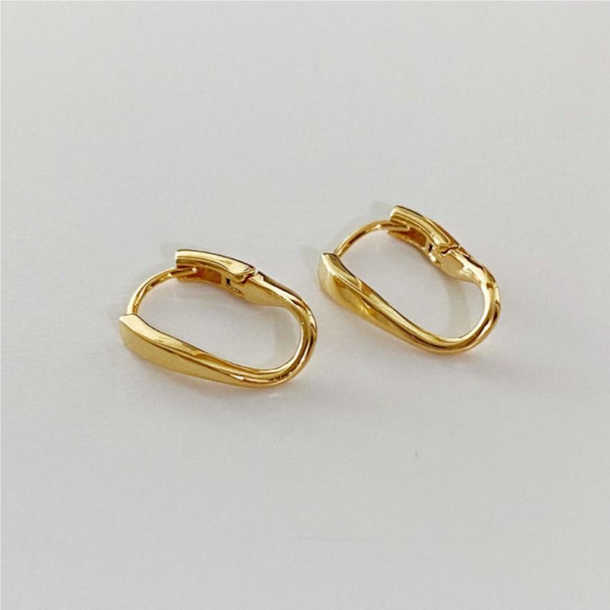 Minimalist Geometric Letter-Shaped 925 Sterling Silver Stud Earrings with Gold Plating for Women