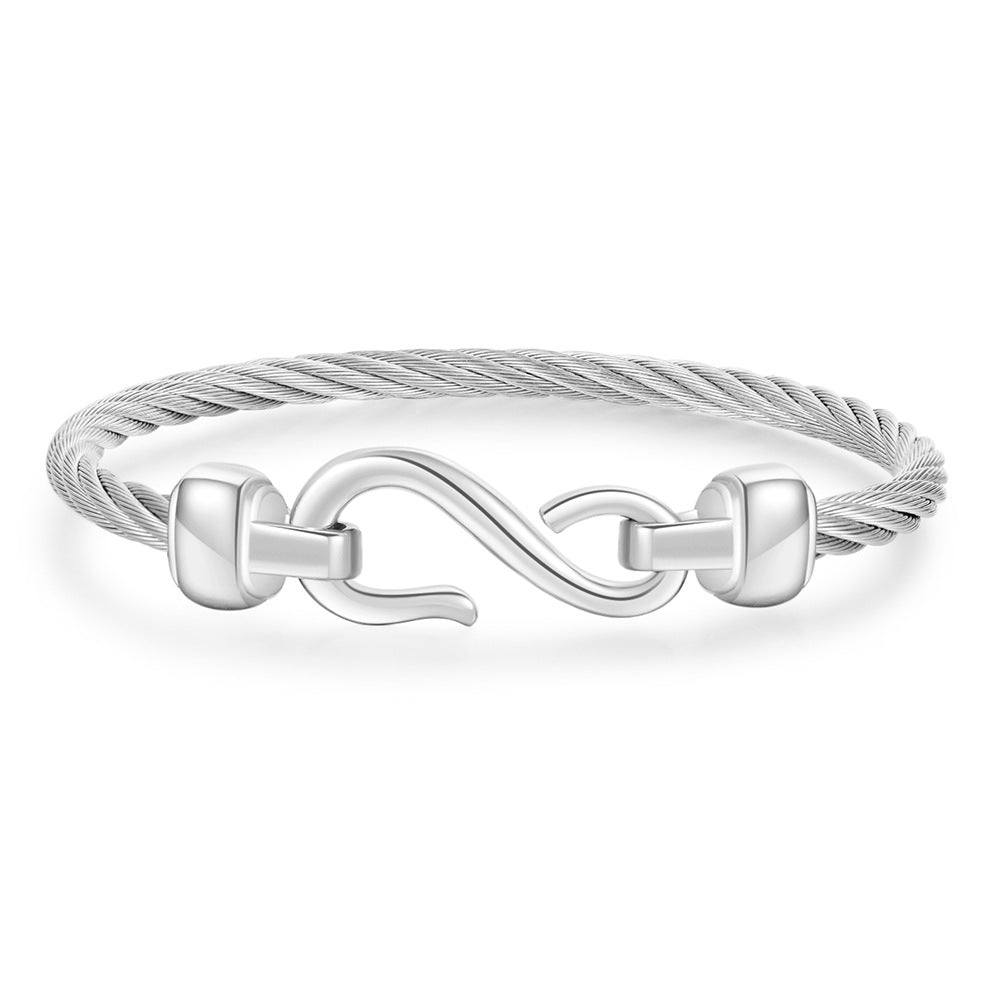 Minimalist Geometric Titanium Steel Figure-8 Fishhook Bracelet Plated Three-Color Stainless Steel Bangle