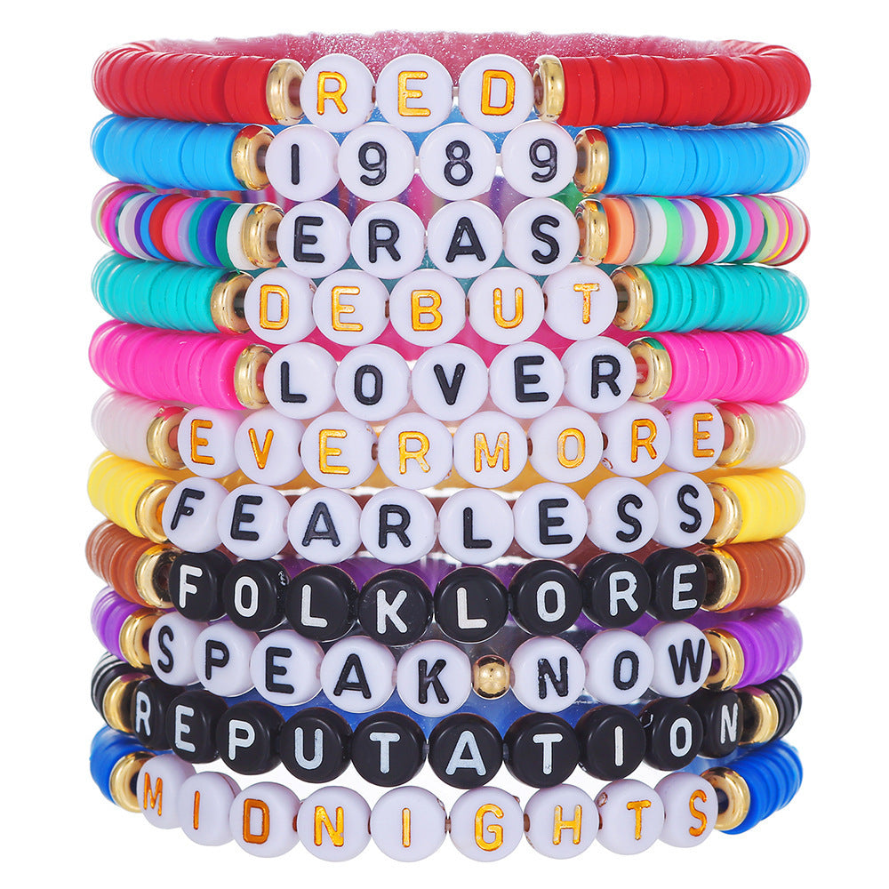 Bohemian Minimalist Resin Letter Cross Bead Bracelet Set for Women