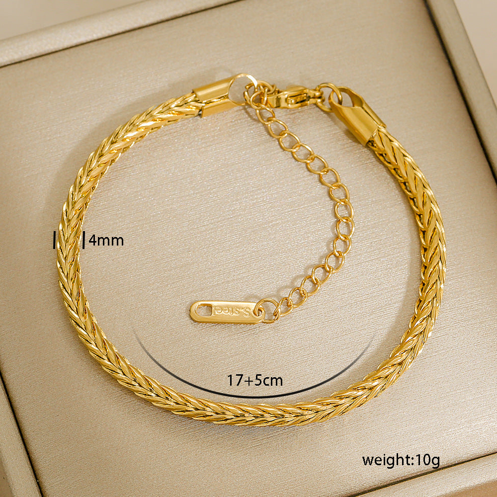 Bracciale Minimalista in Acciaio al Titanio da Donna con Placcatura in Oro 18K, Design a Catena Semplice, Set di Gioielli Versatili per Tutti i Giorni