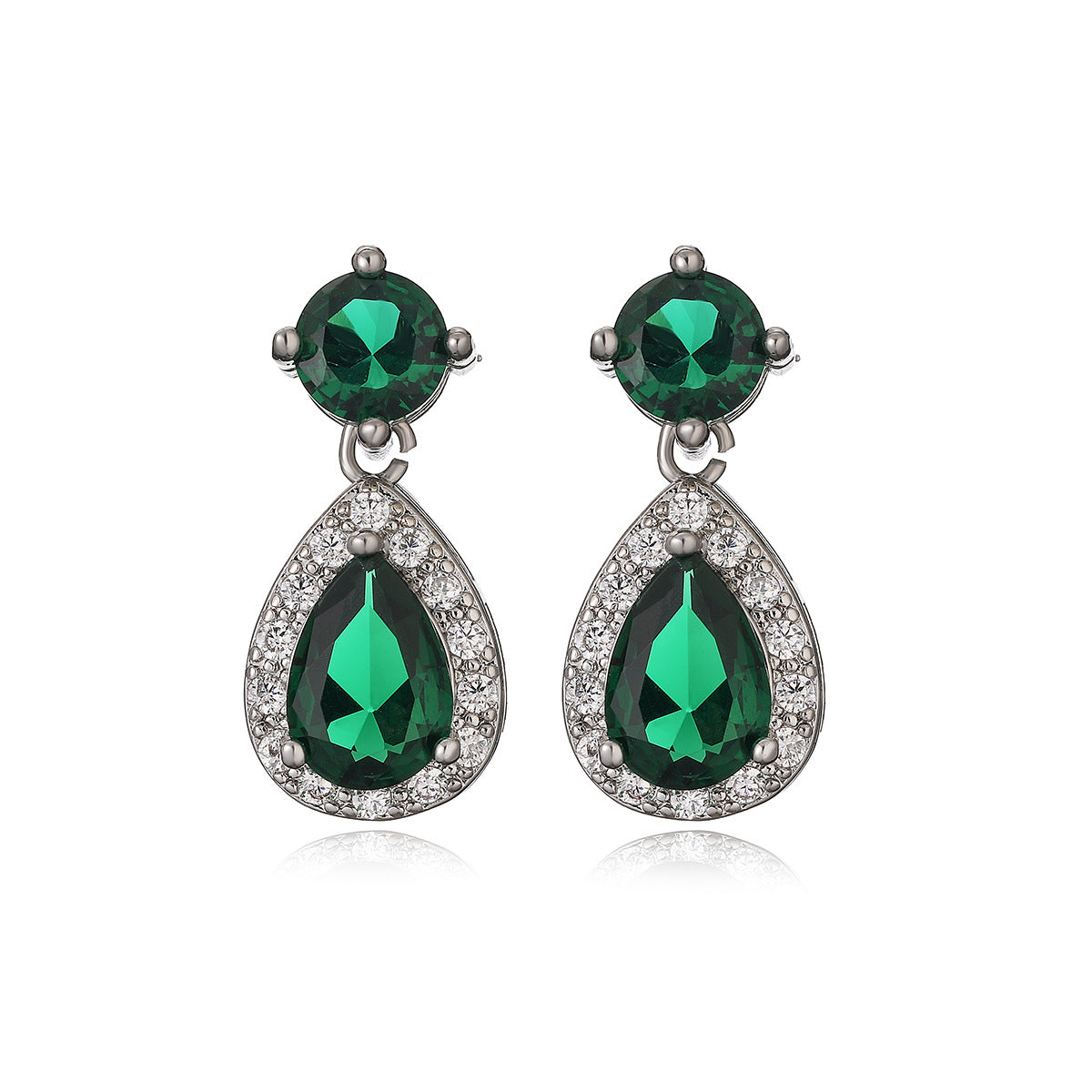 Minimalist Geometric Drop Earrings for Women in Plated Copper with Zircon Accents