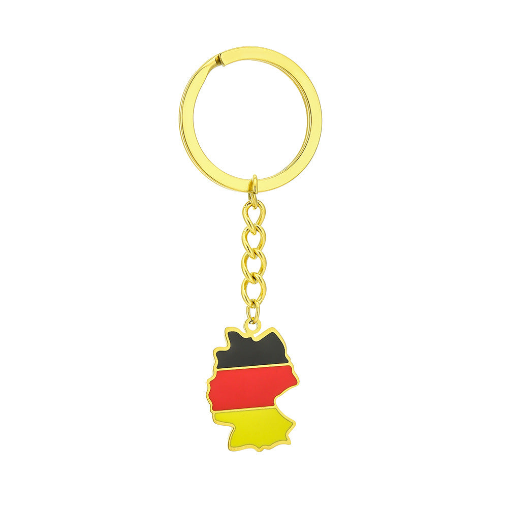 Llavero con colgante de mapa de Alemania de acero inoxidable estilo étnico vintage