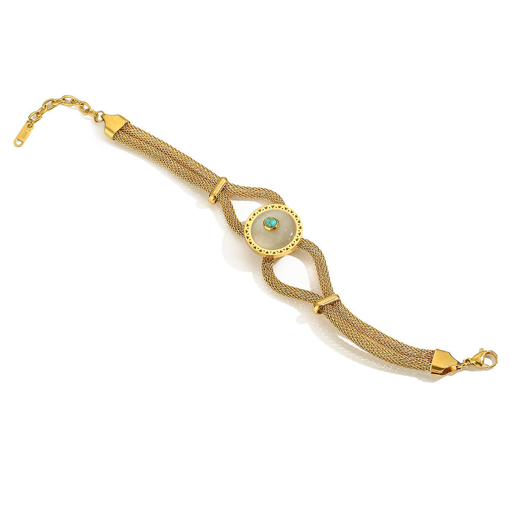 Bracciale Geometrico in Acciaio al Titanio Placcato per Donna con Accento a Stella, Accessorio di Moda d'Ispirazione Vintage
