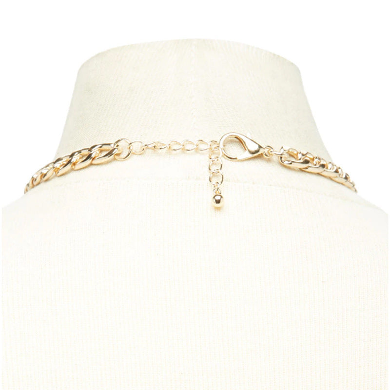 Geometric Short Chunky Necklace in Alloy with Plated Finish for Women and Men