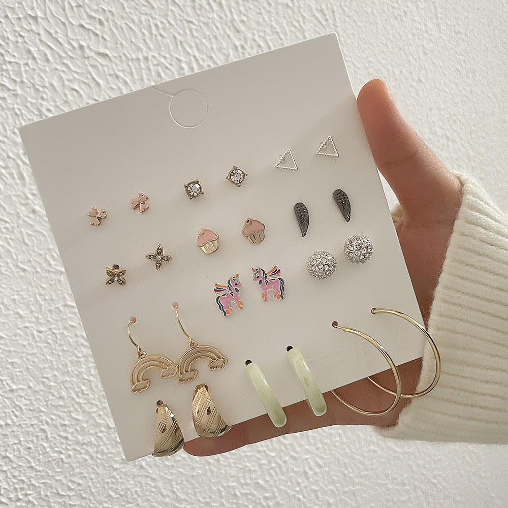 Minimalist Geometric Drip Oil Alloy Earrings Set for Women